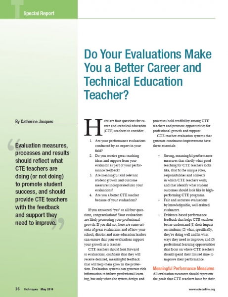 Do your evaluations make you a better Career and Technical Education Teacher?