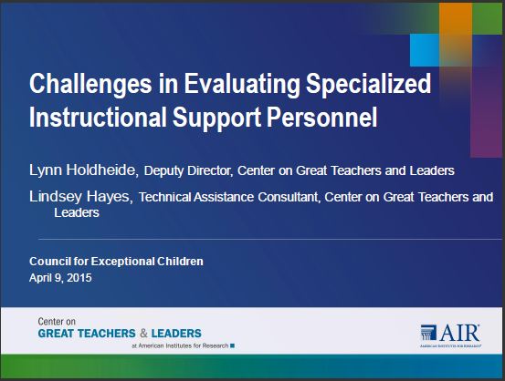 Challenges in Evaluating Specialized Instructional Support Personnel