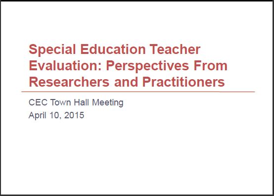 Special Education Teacher Evaluation: Perspectives From Researchers and Practitioners