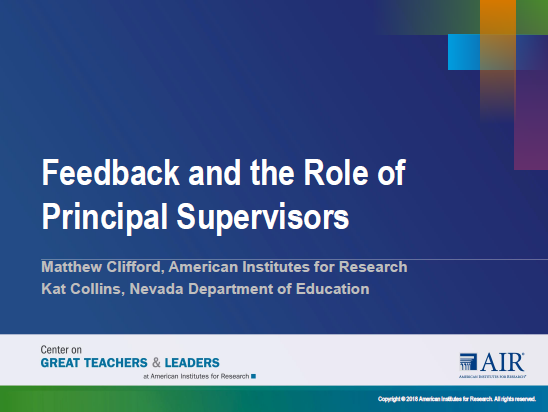Feedback and the Role of the Principal Supervisors